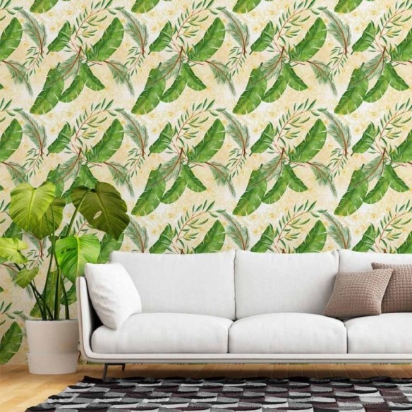 Papel de Parede Adesivo Folhas Tropicais N015199