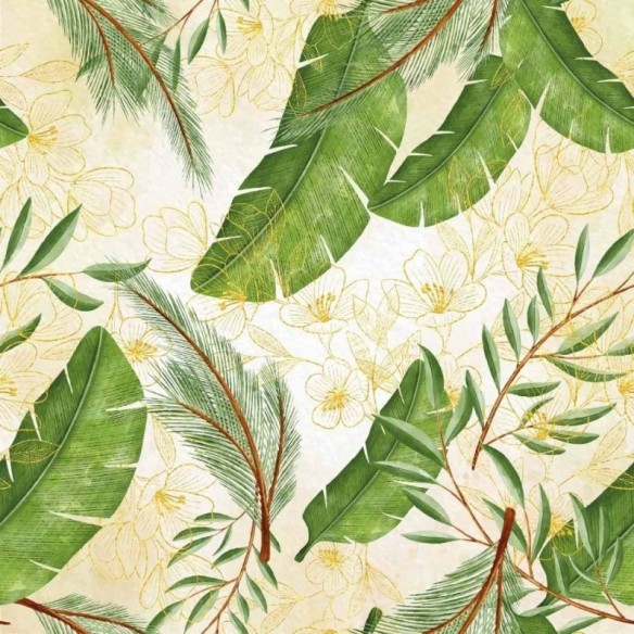 Papel de Parede Adesivo Folhas Tropicais N015199