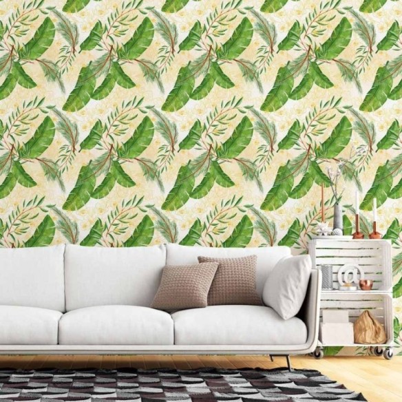 Papel de Parede Adesivo Folhas Tropicais N015199