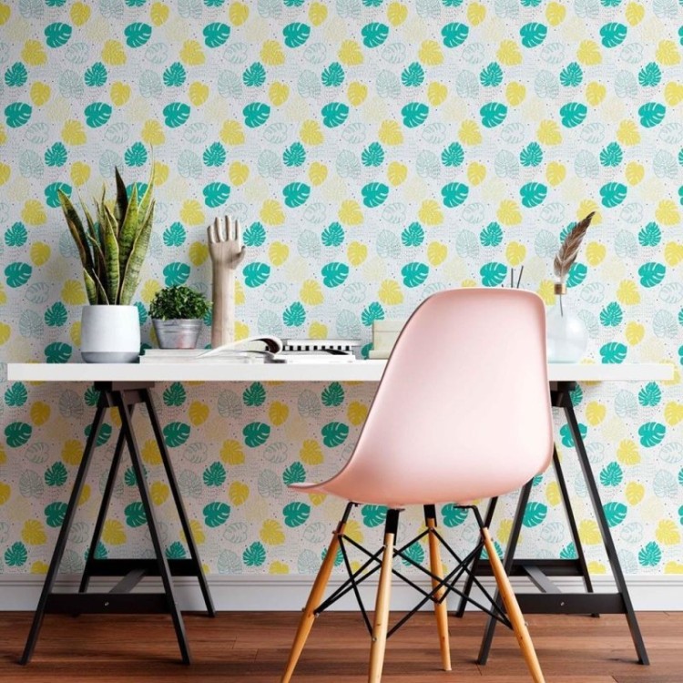 Papel de Parede Adesivo Folhas Tropicais N08048