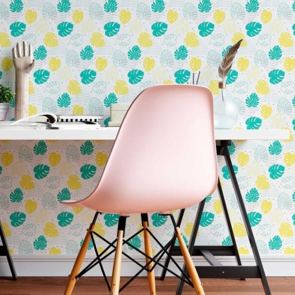 Papel de Parede Adesivo Folhas Tropicais N08048