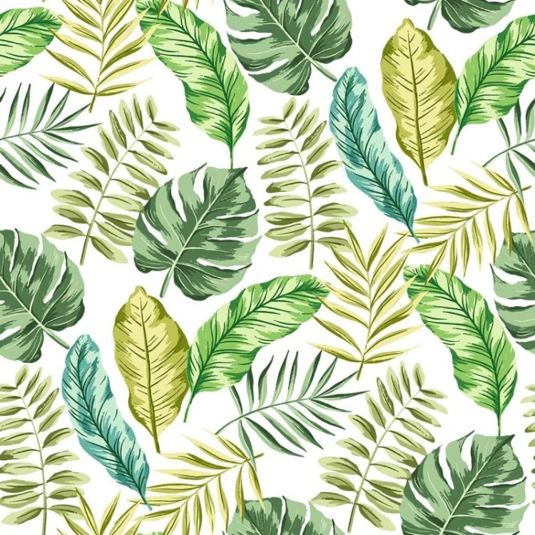Papel de Parede Adesivo Folhas Tropicais Verde...