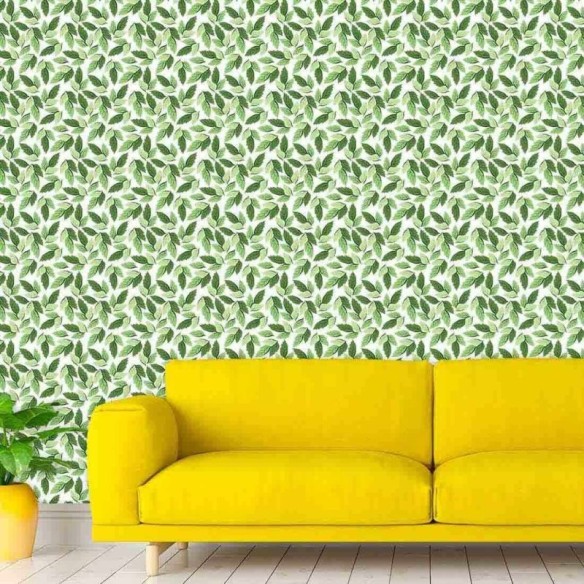 Papel de Parede Adesivo Folhas Verdes 542