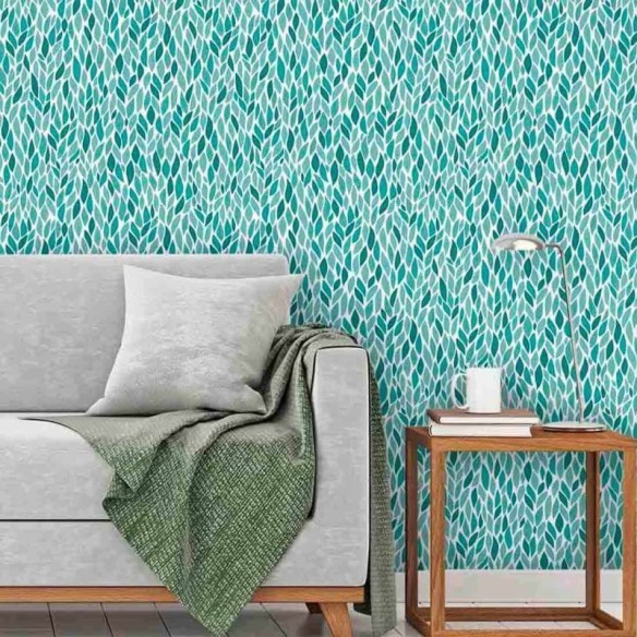 Papel de Parede Adesivo Folhas Verdes 74663932