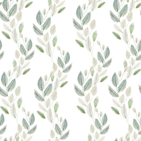 Papel de Parede Adesivo Folhas Verdes Curvas N012010