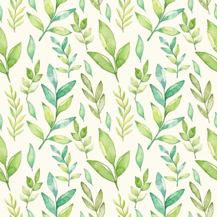 Papel de Parede Adesivo Folhas Verdes Delicadas...