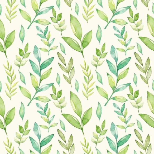 Papel de Parede Adesivo Folhas Verdes Delicadas N03090