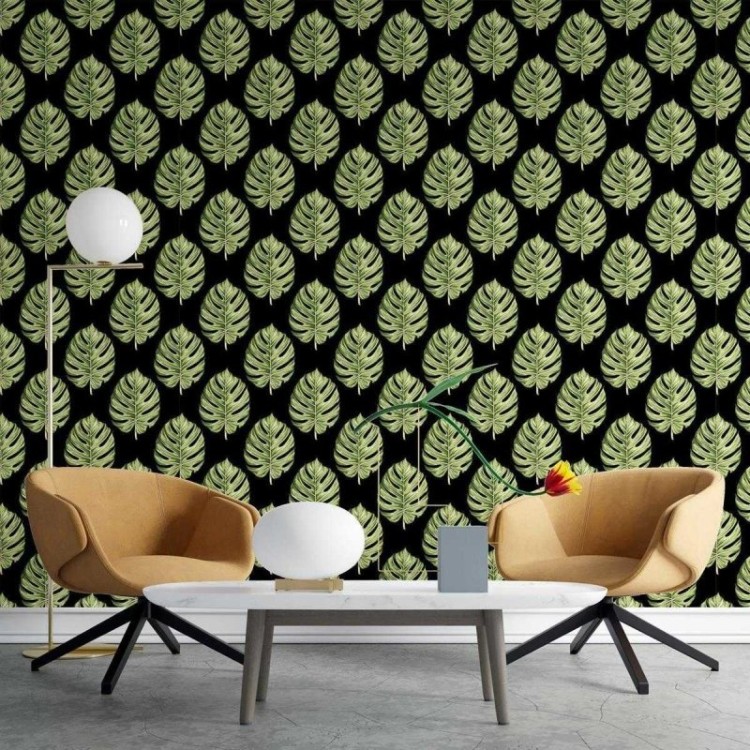 Papel de Parede Adesivo Folhas Verdes Espaçadas...