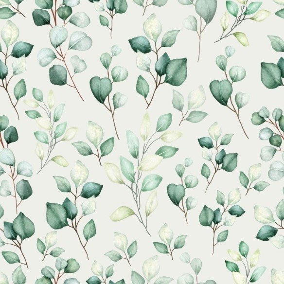 Papel de Parede Adesivo Folhas Verdes N012041