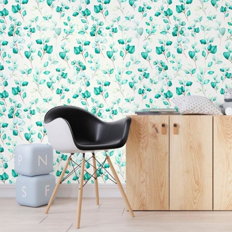 Papel de Parede Adesivo Folhas Verdes N012041