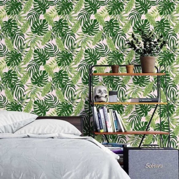 Papel de Parede Adesivo Folhas Verdes N03126