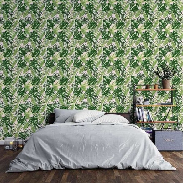 Papel de Parede Adesivo Folhas Verdes N03126