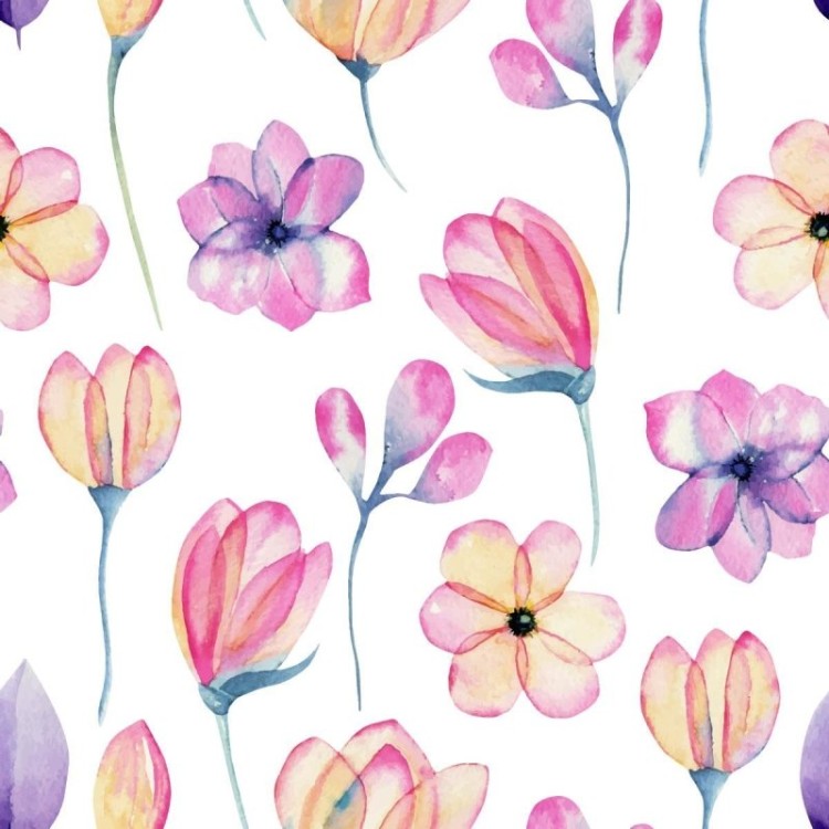 Papel de Parede Adesivo Folores Rosa e Lilás...