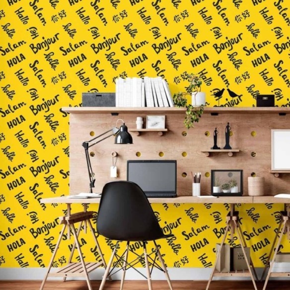 Papel de Parede Adesivo Frases Olá Mundo N015067