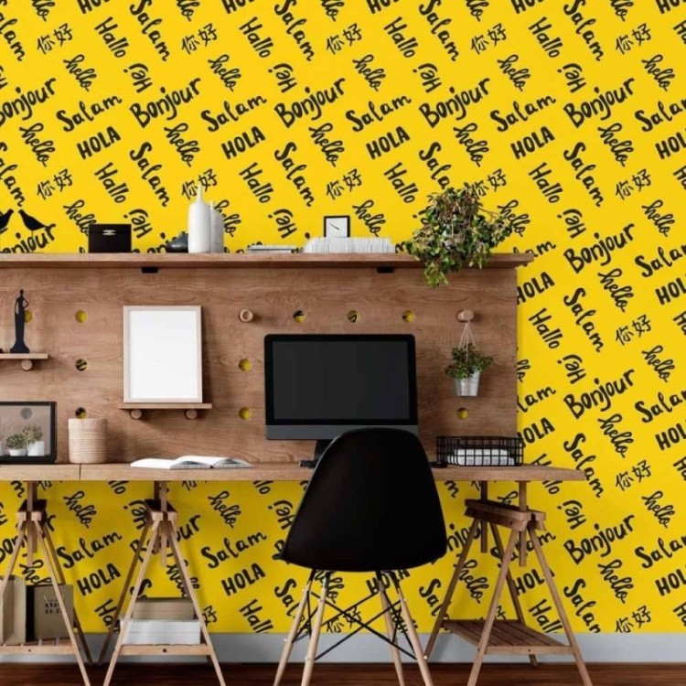 Papel de Parede Adesivo Frases Olá Mundo N015067