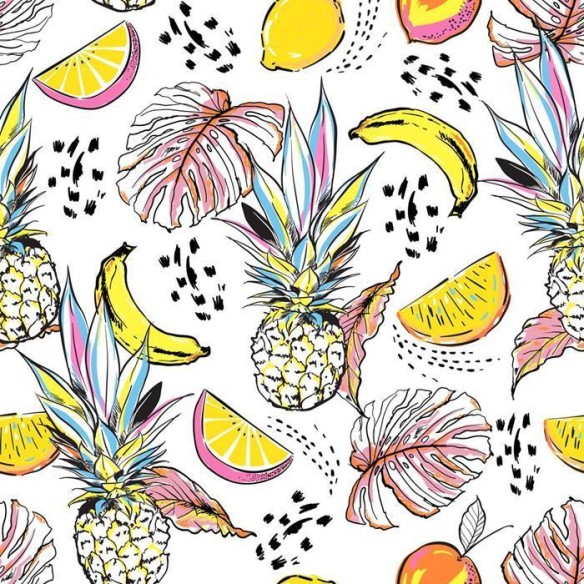 Papel de Parede Adesivo Frutas Tropicais Coloridas N04266