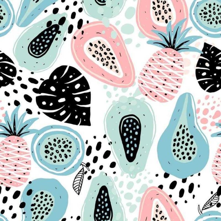 Papel de Parede Adesivo Frutas Tropicais...