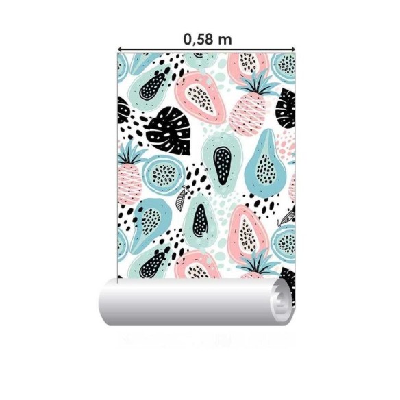 Papel de Parede Adesivo Frutas Tropicais Abstratas N05017