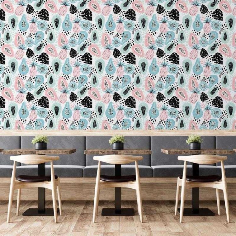 Papel de Parede Adesivo Frutas Tropicais...