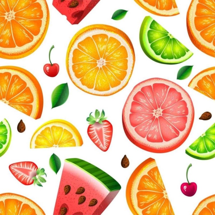 Papel de Parede Adesivo Frutas Tropicais Coloridas N04266