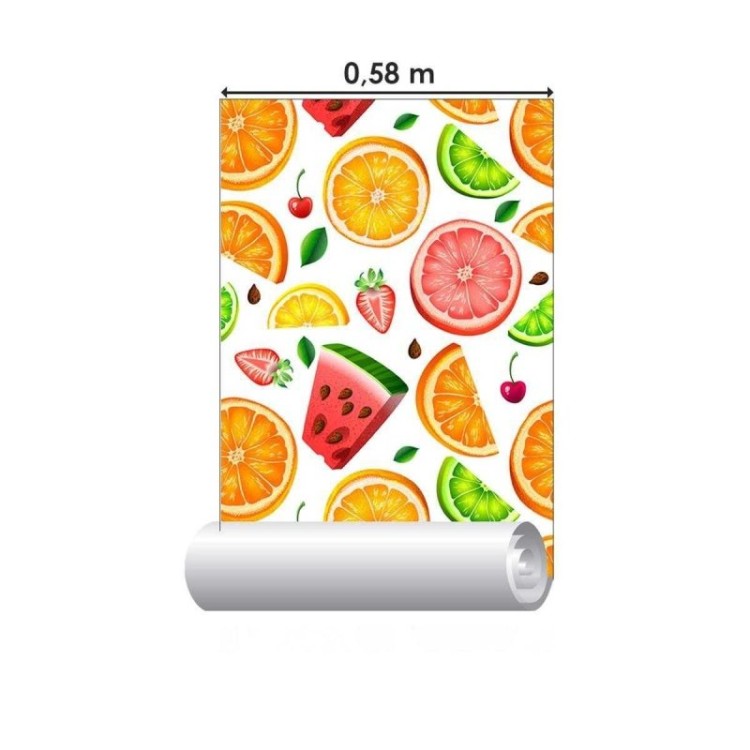 Papel de Parede Adesivo Frutas Tropicais...
