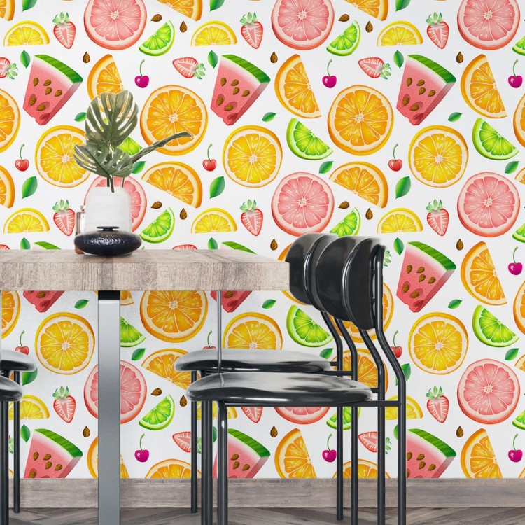 Papel de Parede Adesivo Frutas Tropicais...