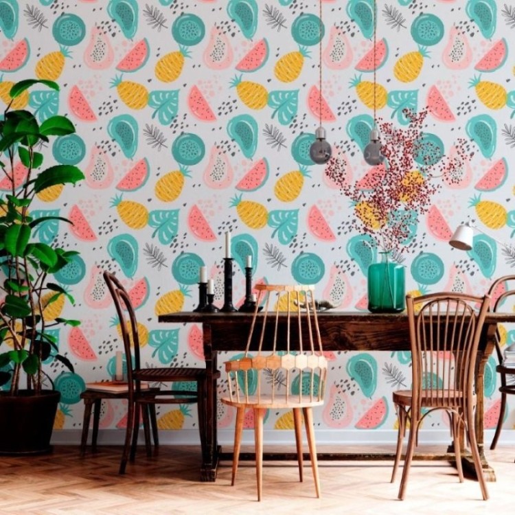 Papel de Parede Adesivo Frutas Tropicais N012051
