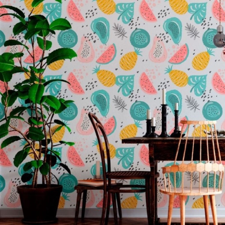 Papel de Parede Adesivo Frutas Tropicais N012051