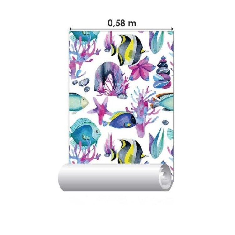 Papel de Parede Adesivo Fundo do Mar em...