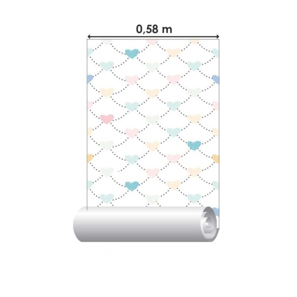 Papel de Parede Adesivo Fundo em Rede com Corações N06252