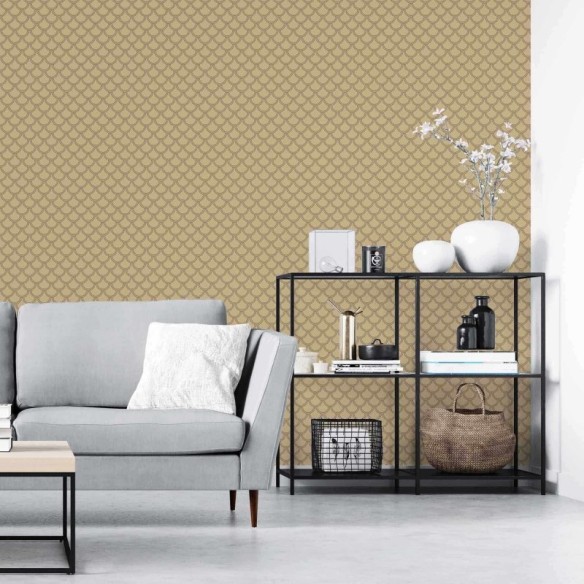 Papel de Parede Adesivo Abstrato Bege 892247506