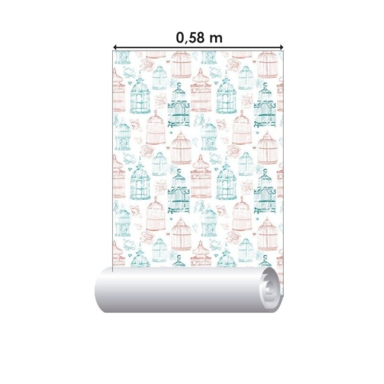Papel de Parede Adesivo Gaiolas de Passarinhos...