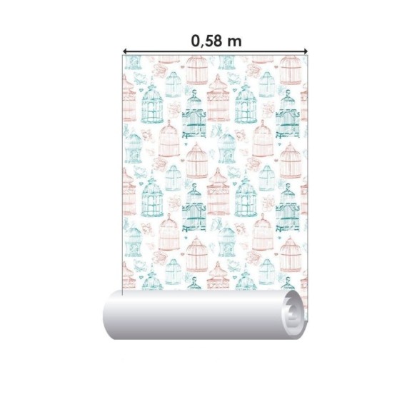 Papel de Parede Adesivo Gaiolas de Passarinhos N012119