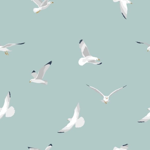 Papel de Parede Adesivo Gaivotas em Fundo Azul N08041