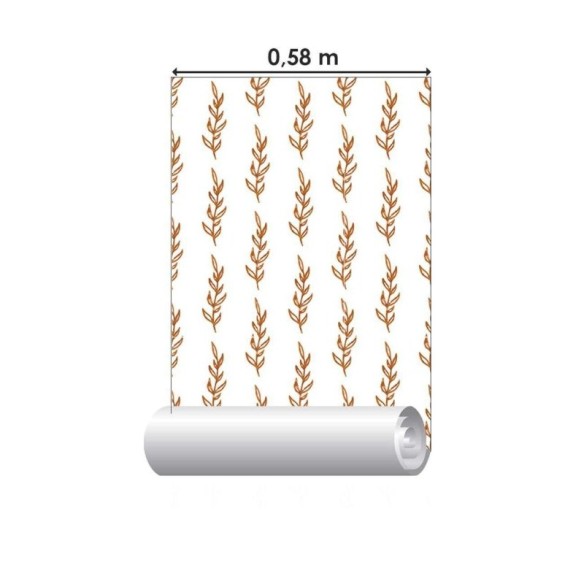 Papel de Parede Adesivo Galho Marrom em Fundo Branco N06142