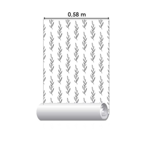 Papel de Parede Adesivo Galho Preto e Branco N06144
