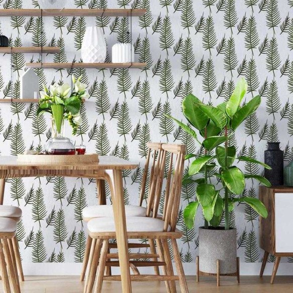 Papel de Parede Adesivo Galhos Pinheiros Minimalista N05204