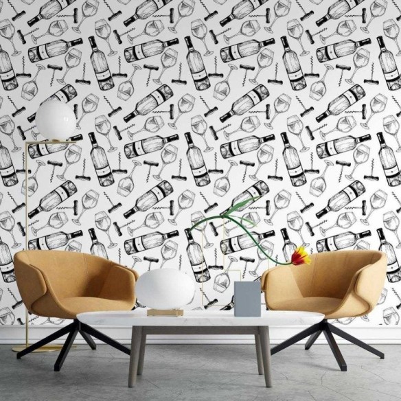 Papel de Parede Adesivo Garrafas de vinho N03111