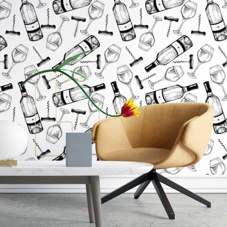 Papel de Parede Adesivo Garrafas de vinho N03111
