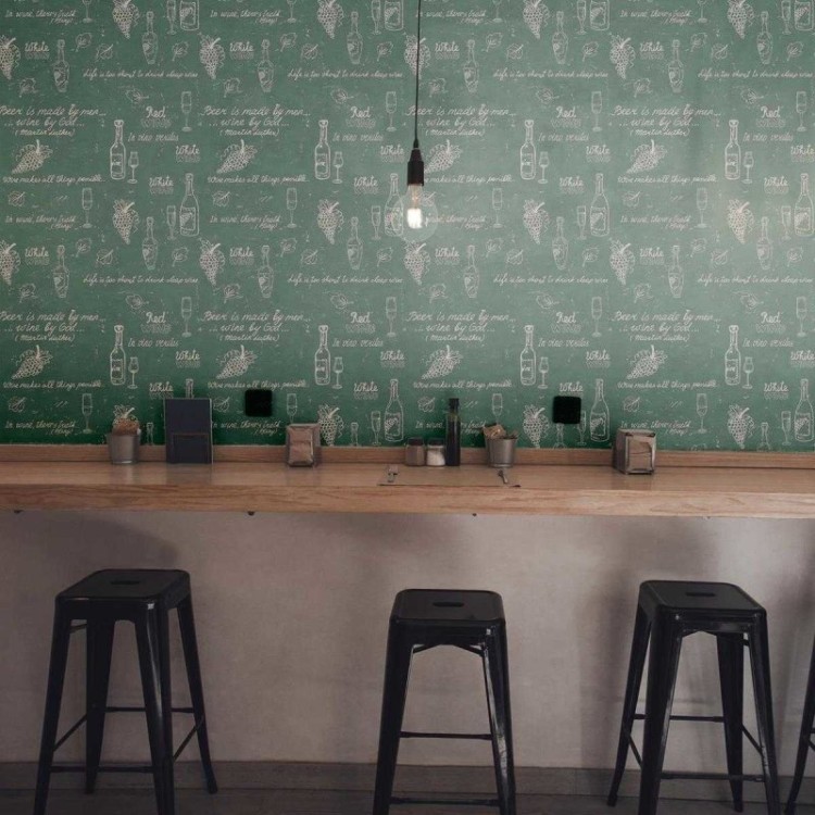 Papel de Parede Adesivo Garrafas e taças de...