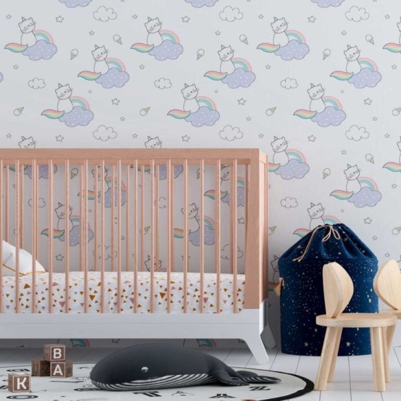 Papel de Parede Adesivo Gatinho nas núvens N08209