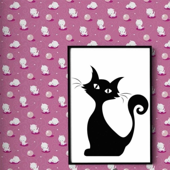 Papel de Parede Adesivo Gatinhos Branco 76877941