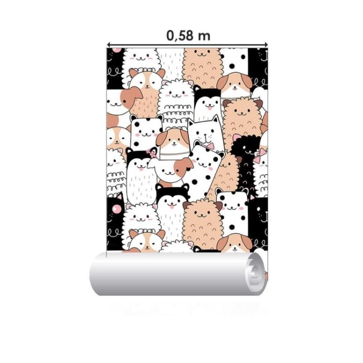 Papel de Parede Adesivo Gatinhos e Cachorros...