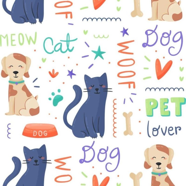 Papel de Parede Adesivo Gatinhos e Cachorros...