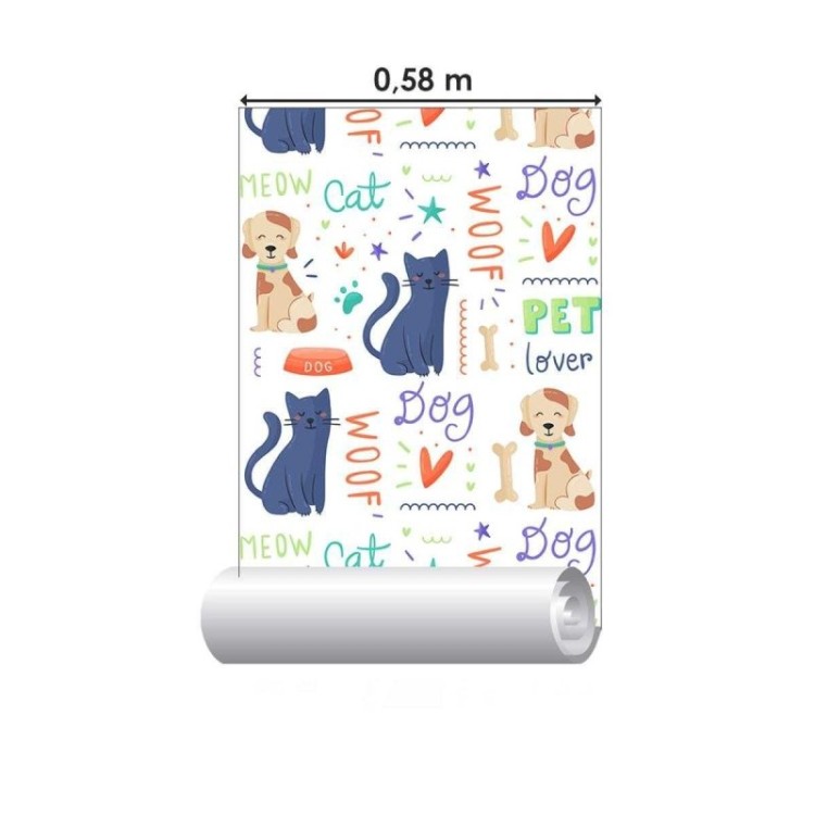 Papel de Parede Adesivo Gatinhos e Cachorros...