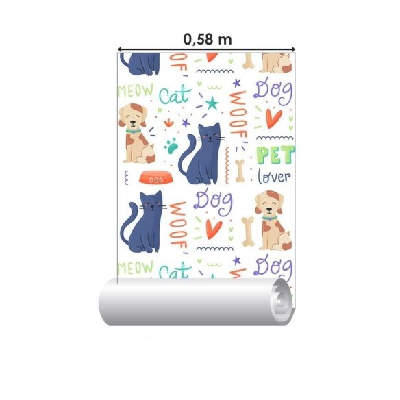 Papel de Parede Adesivo Gatinhos e Cachorros N04059