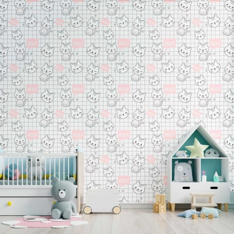 Papel de Parede Adesivo Gatinhos Infantis N09064