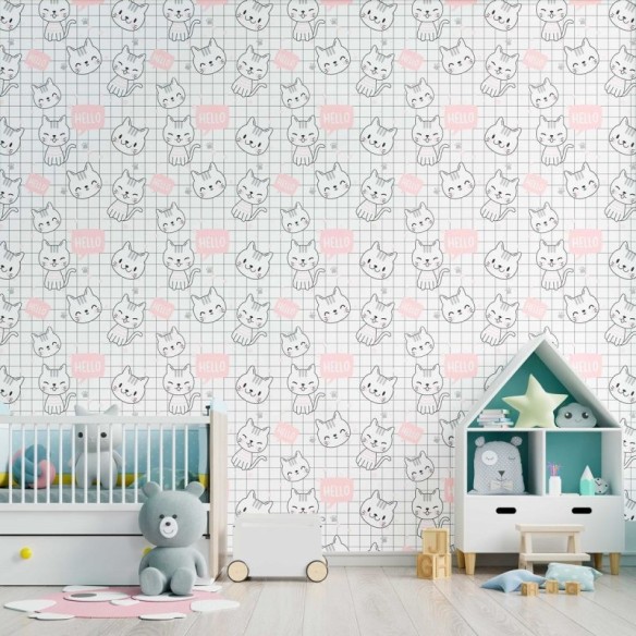 Papel de Parede Adesivo Gatinhos Infantis N09064