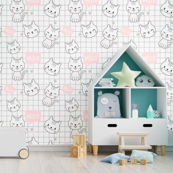 Papel de Parede Adesivo Gatinhos Infantis N09064