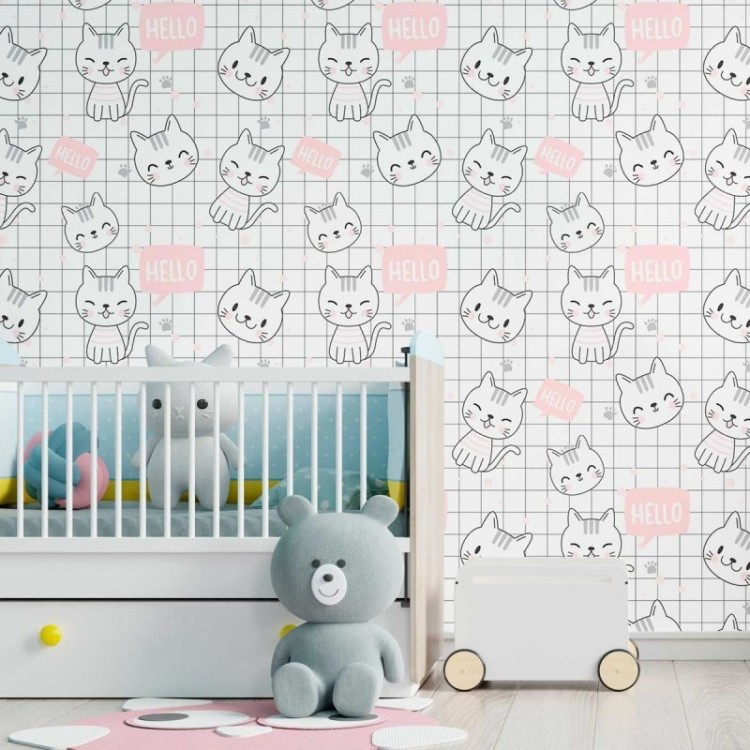 Papel de Parede Adesivo Gatinhos Infantis N09064